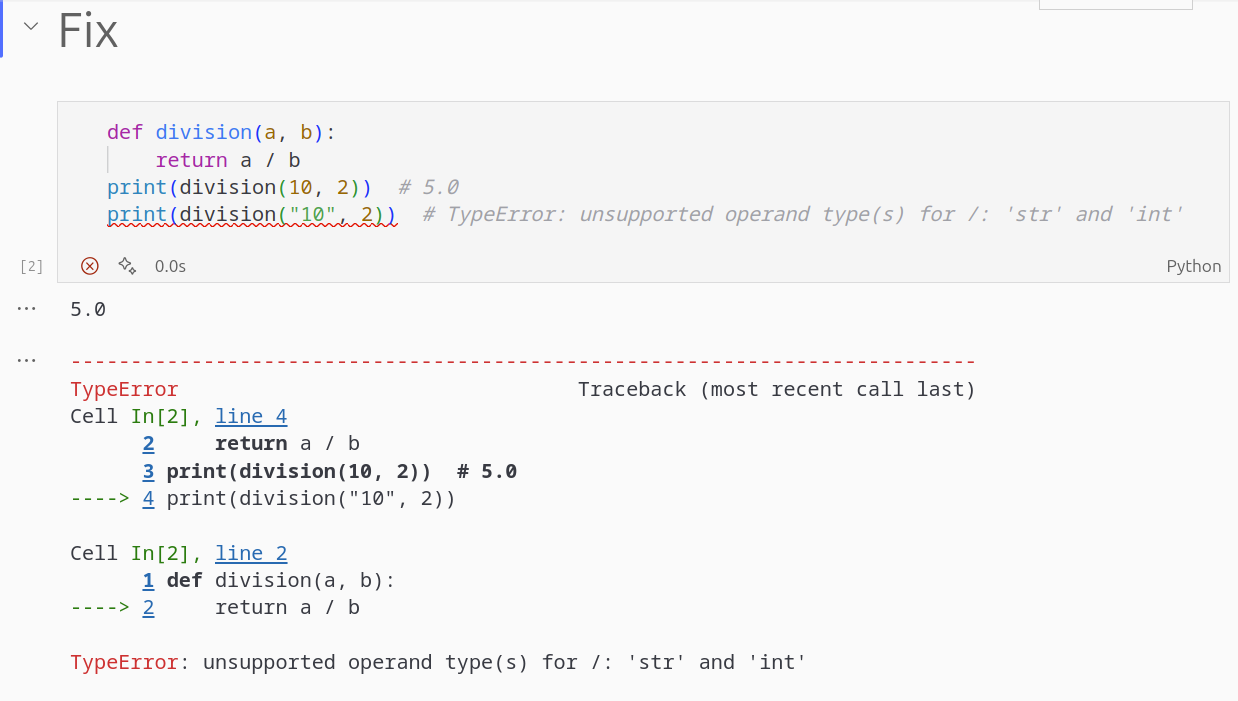 Example Function Error