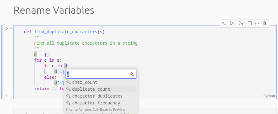 Example Rename Variable